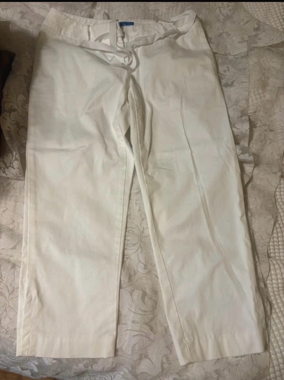 Simply Vera Cropped White Drawstring Pants